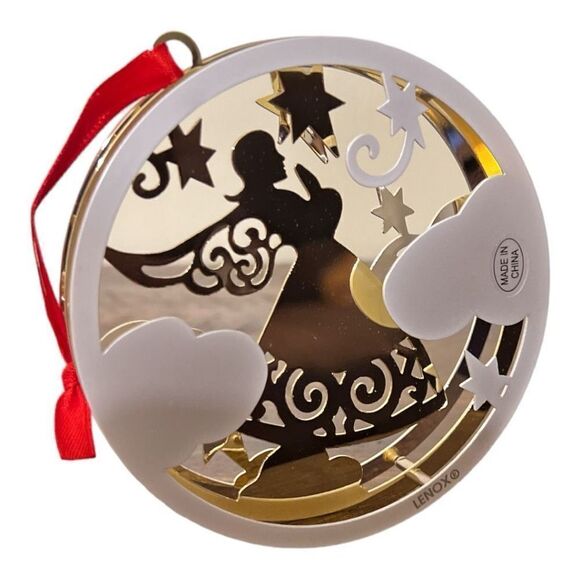 RARE LENOX STAMPED 3-D SILVER JEWELED ANGEL ORNAMENT - Picture 4 of 4